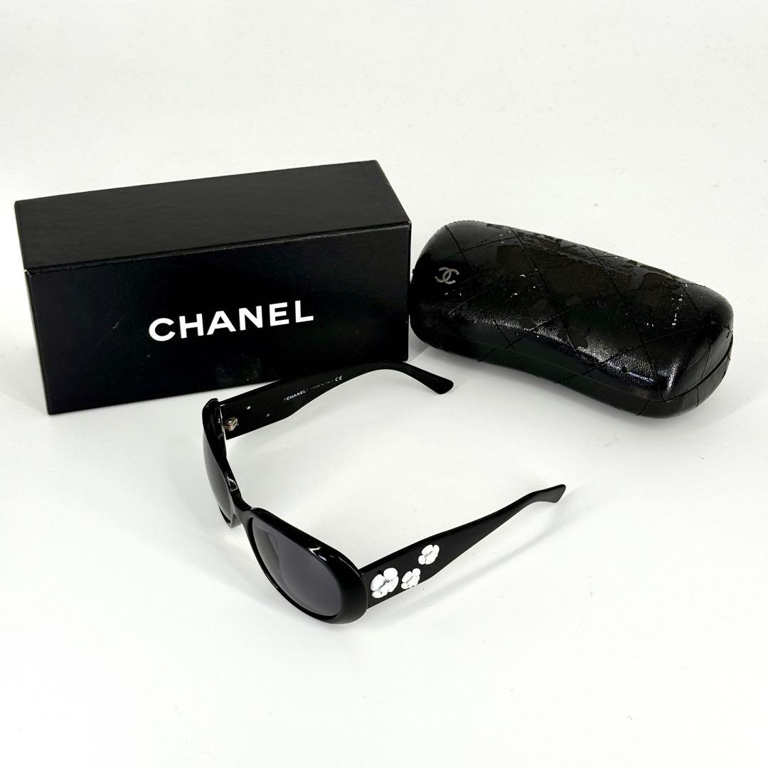 CHANEL サングラス カメリア ココマーク 5113 ブラック ホワイト 黒
