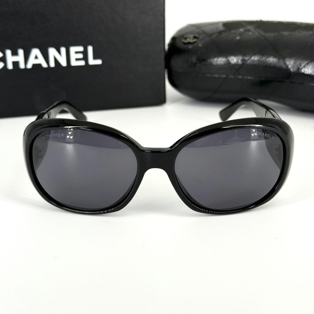 CHANEL サングラス カメリア ココマーク 5113 ブラック ホワイト 黒