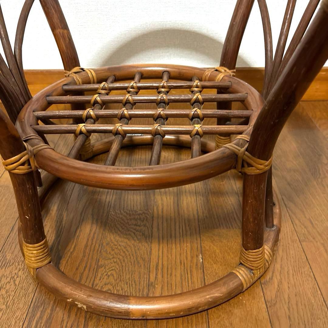 【良品】ヴィンテージ ラタン サイドテーブル ガラス