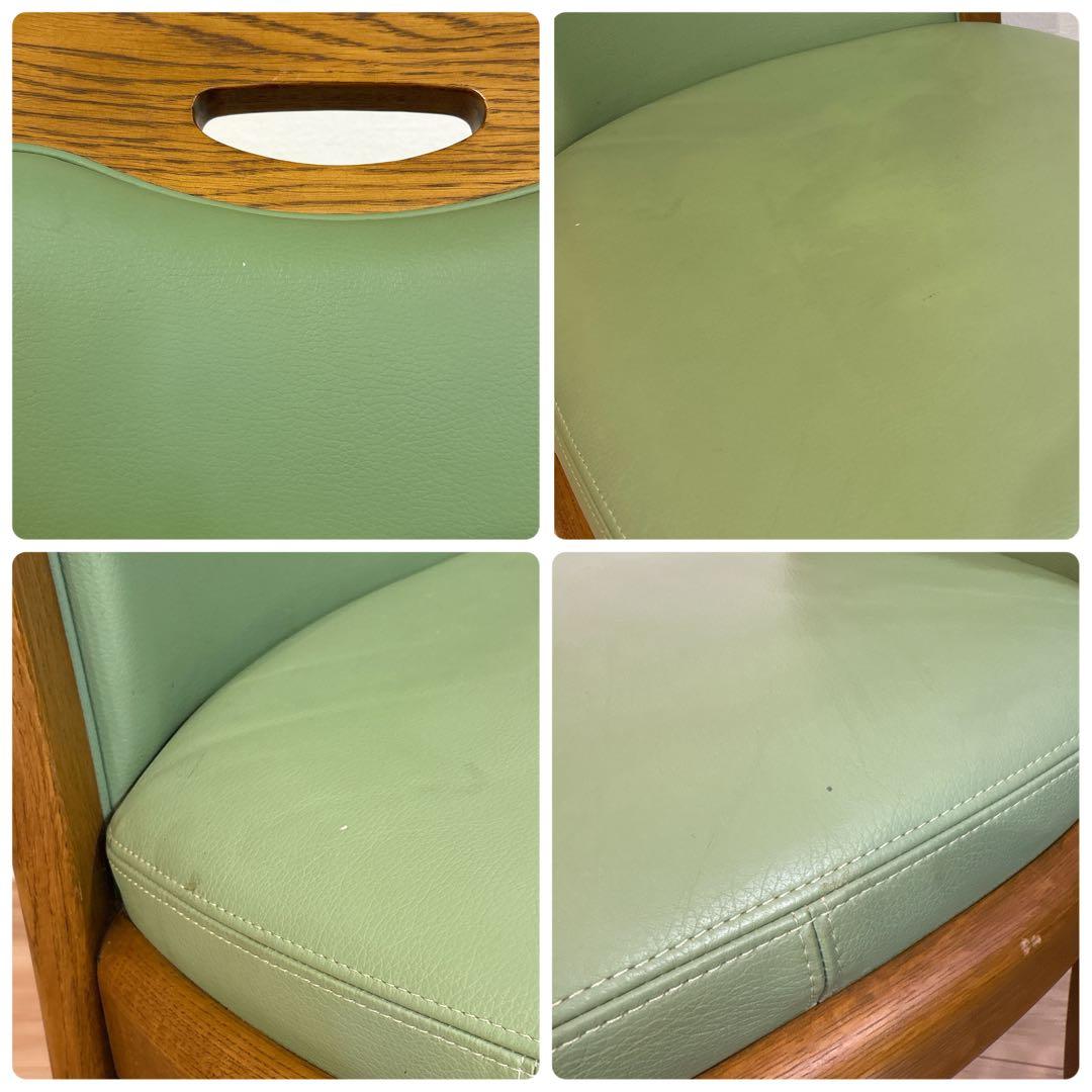 ✨良品✨ 浜本工芸 ダイニングチェア ダークオーク レザー グリーン 3800