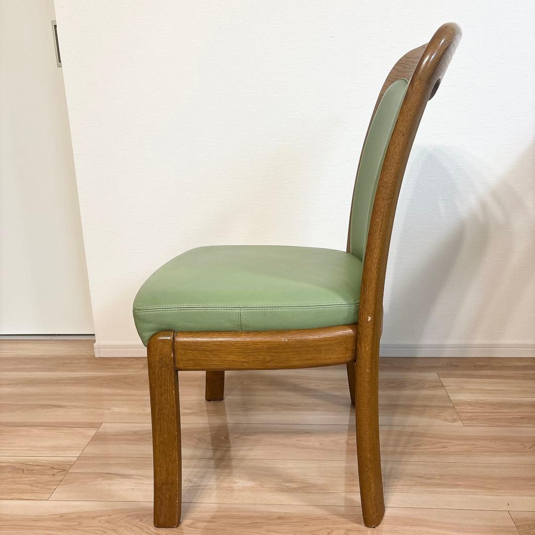 ✨良品✨ 浜本工芸 ダイニングチェア ダークオーク レザー グリーン 3800
