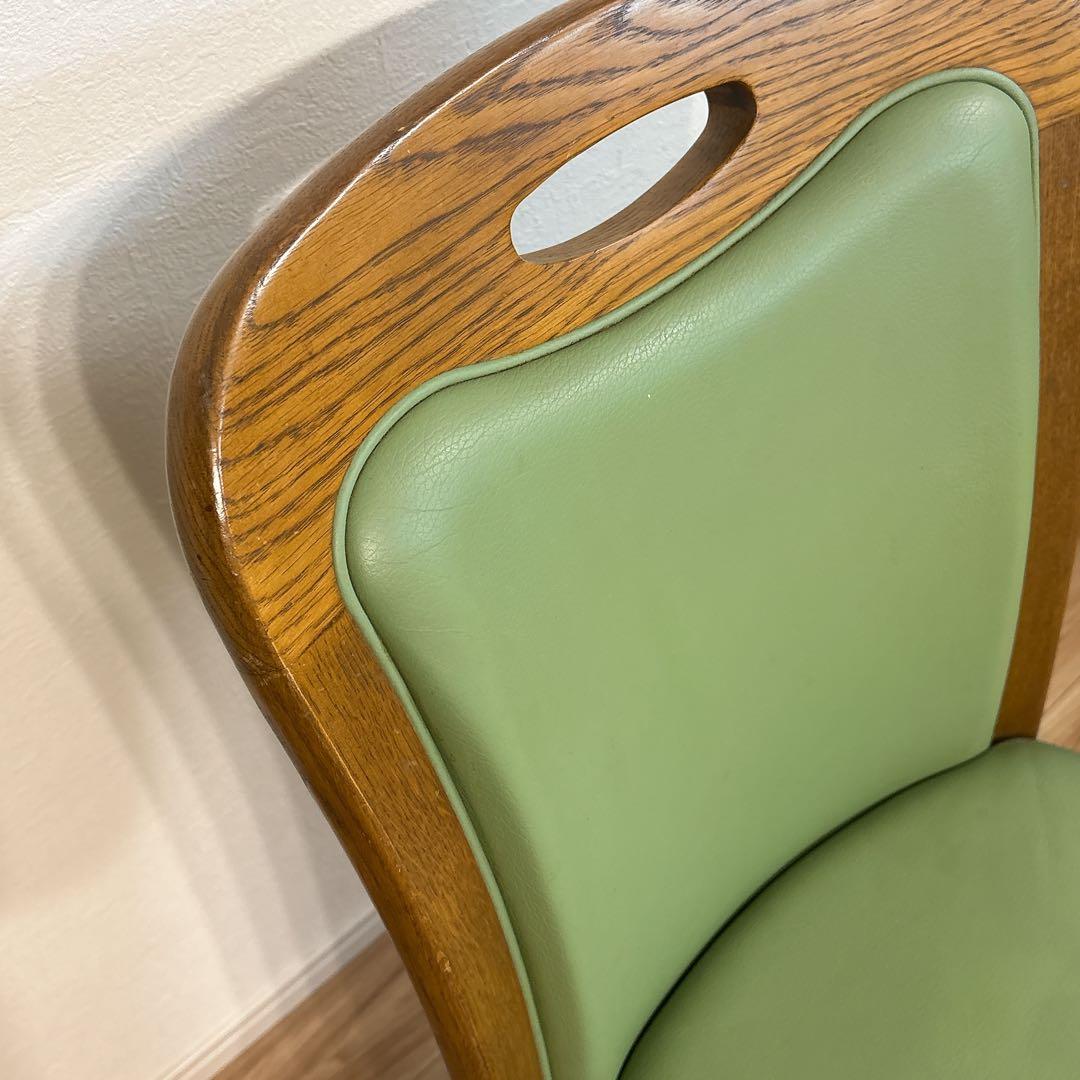 ✨良品✨ 浜本工芸 ダイニングチェア ダークオーク レザー グリーン 3800