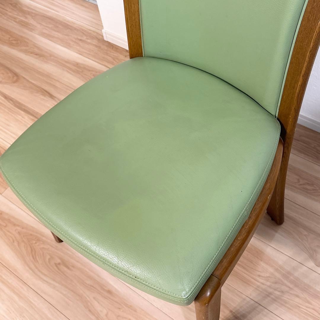 ✨良品✨ 浜本工芸 ダイニングチェア ダークオーク レザー グリーン 3800