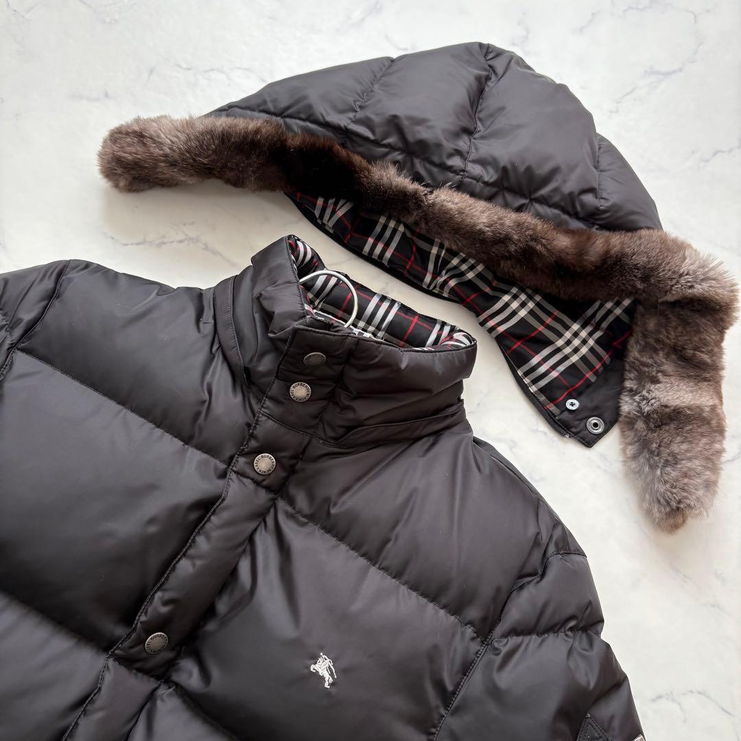 バーバリーブラックレーベル 2WAY ダウンジャケット Lサイズ ファー