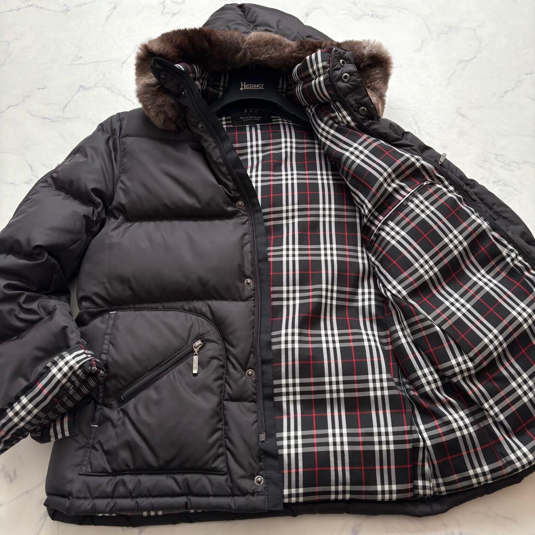 バーバリーブラックレーベル 2WAY ダウンジャケット Lサイズ ファー