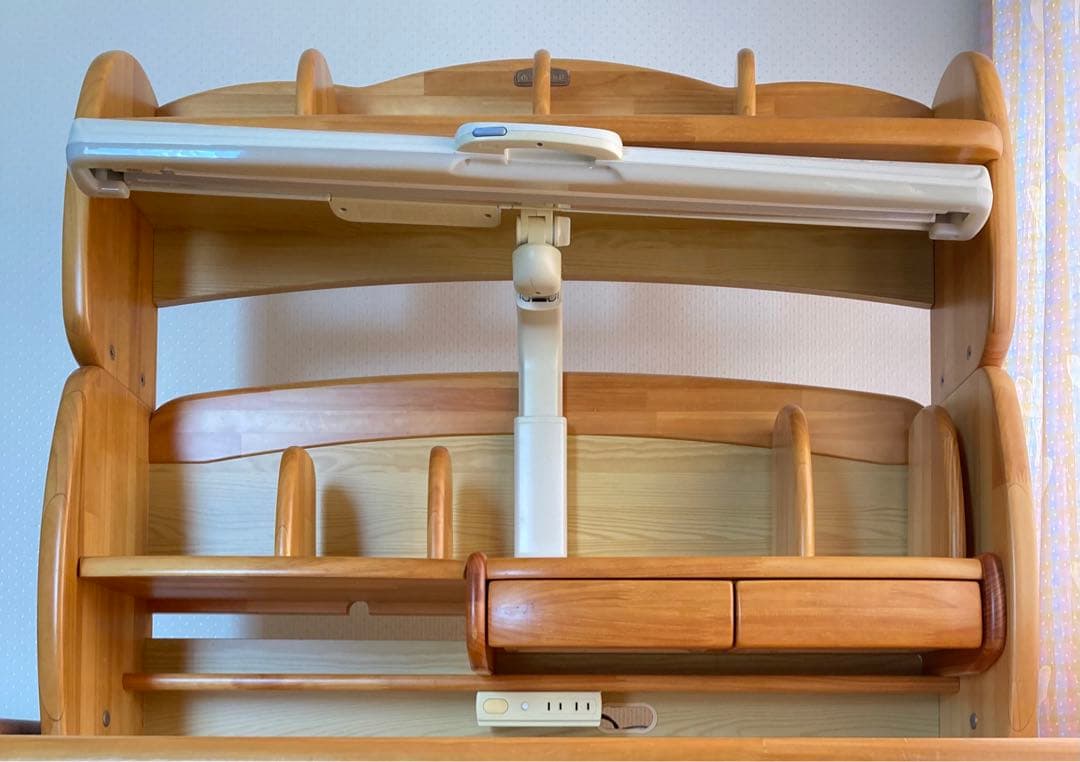 【お値下げ】　【学習机セット②】木製本棚と照明器具のみ