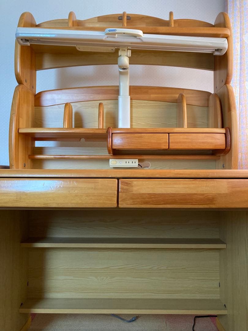 【お値下げ】　【学習机セット②】木製本棚と照明器具のみ