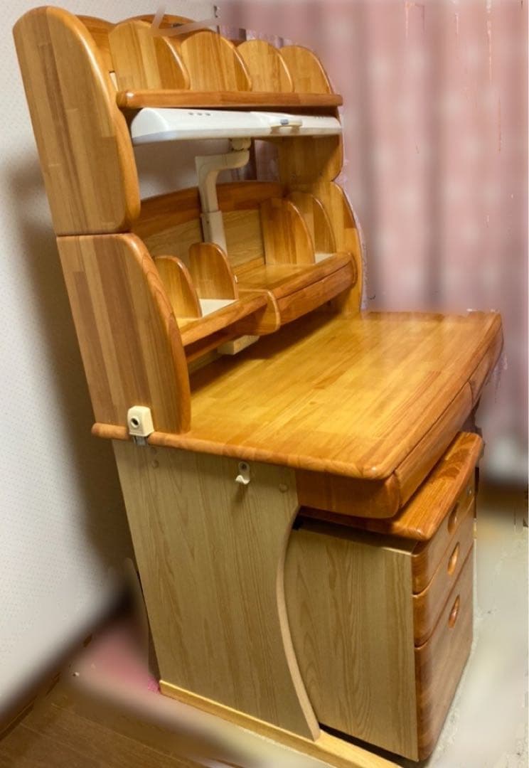 【お値下げ】　【学習机セット②】木製本棚と照明器具のみ
