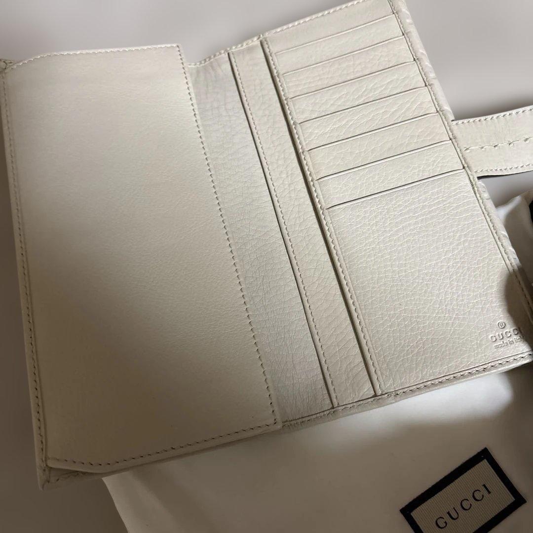 GUCCI グッチ GGシマレザー アイボリー　Ｗホックタイプ　保存袋・箱付き