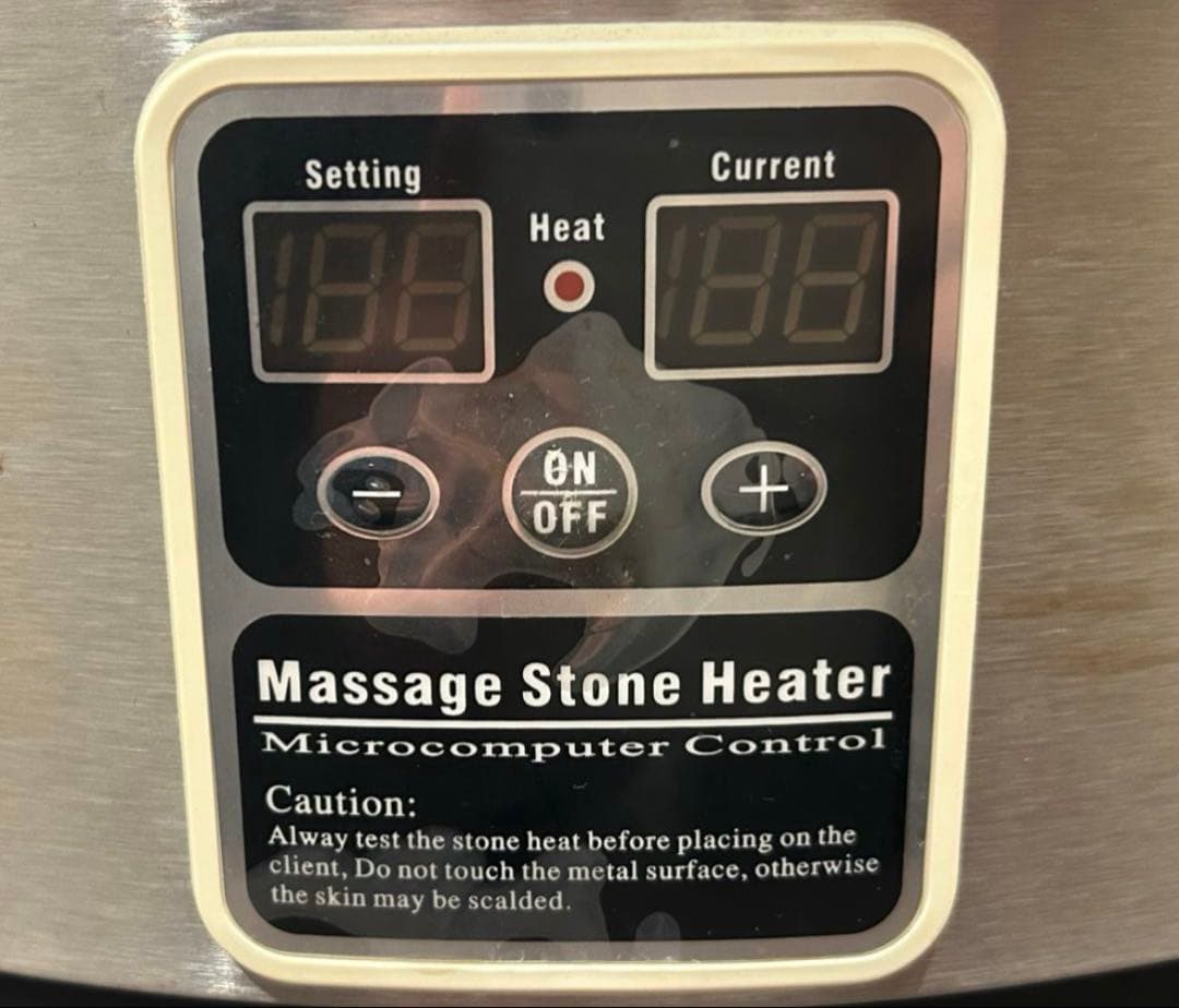 【中古品】ホットストーンウォーマー器＆ホットストーン36個(＋2個おまけ)セット