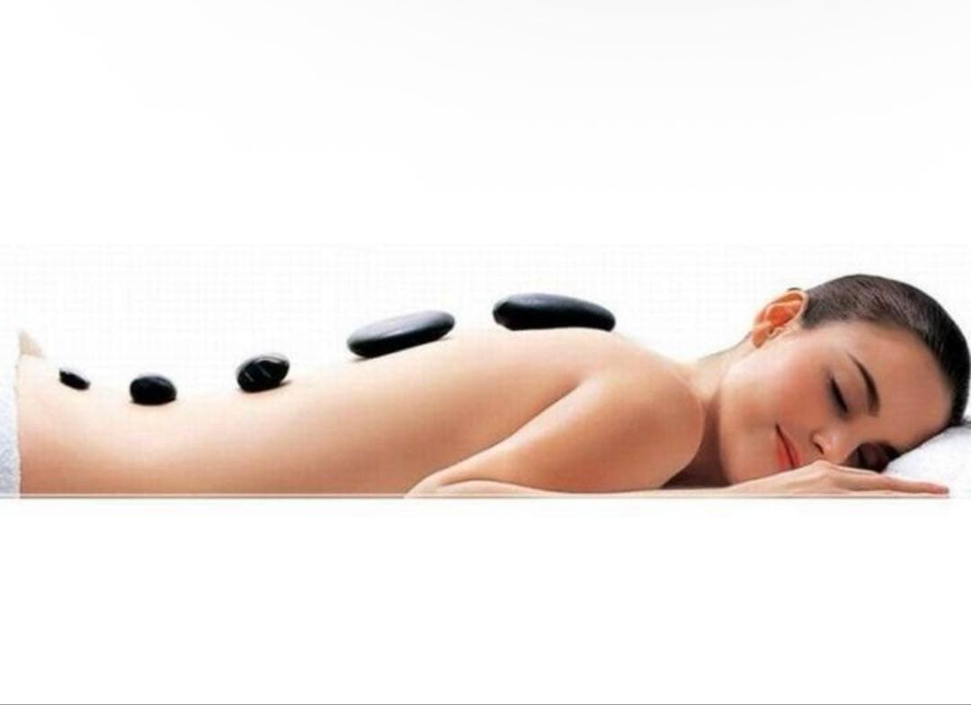 【中古品】ホットストーンウォーマー器＆ホットストーン36個(＋2個おまけ)セット