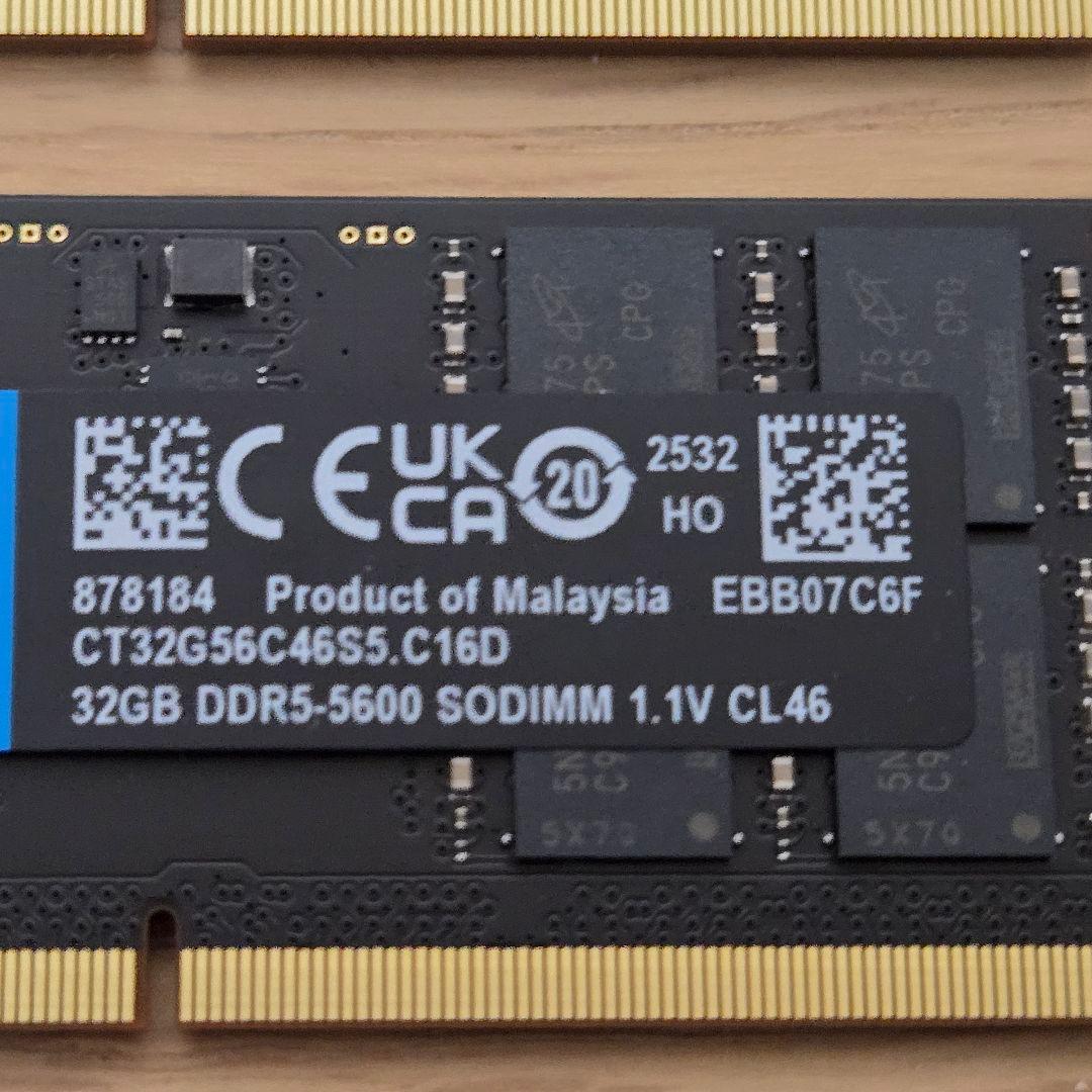 メモリー DDR5 64GB 5600MHz SODIMM 32GB x 2