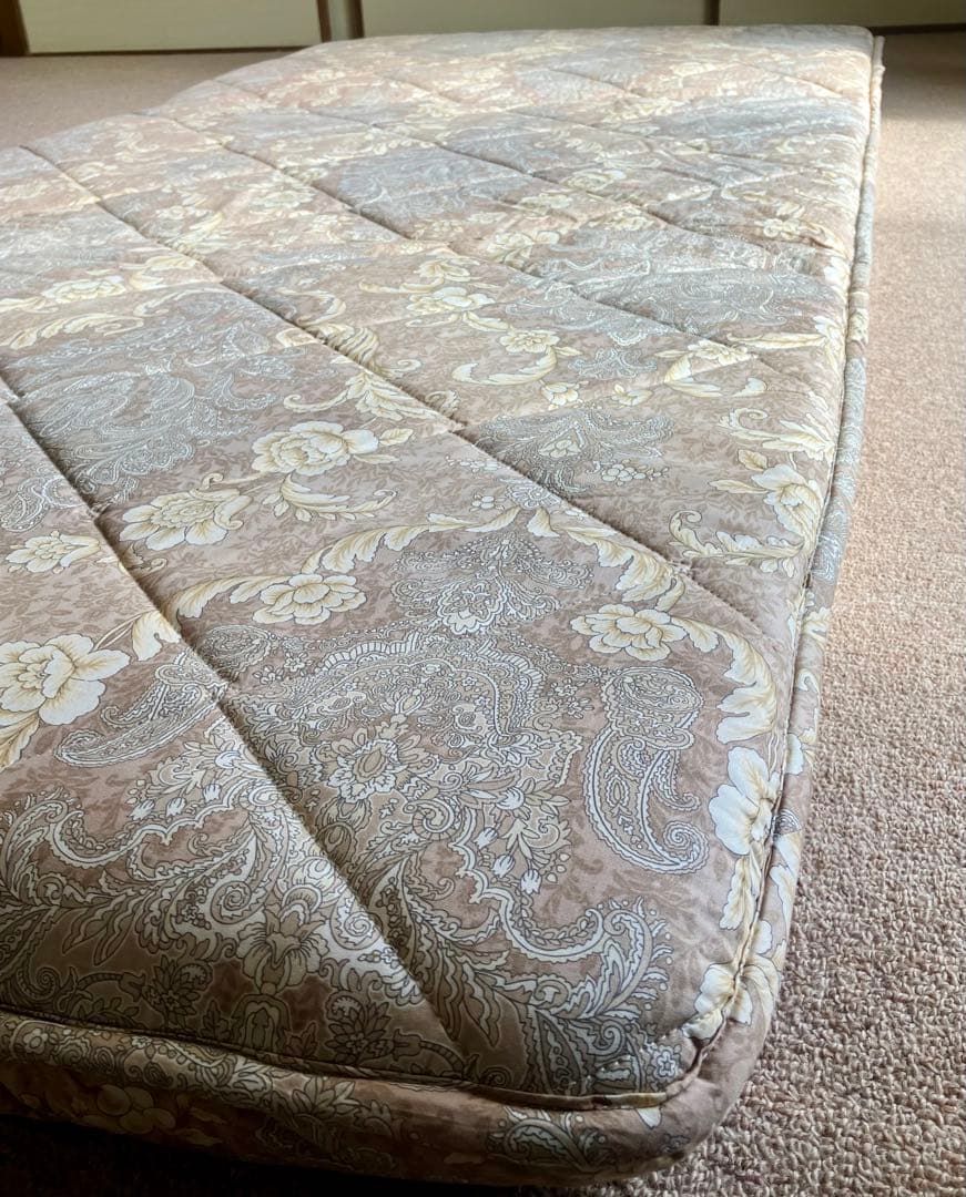 西川 敷布団 シングルロング 上品 ベージュ 羊毛混 三層構造 固わた使用