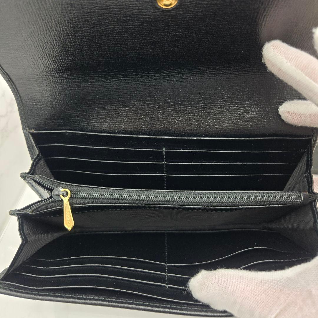 【美品】 GUCCI グッチ GGマリーナ 長財布 財布 ブラック レザー 黒