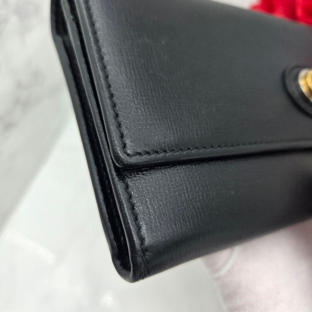 【美品】 GUCCI グッチ GGマリーナ 長財布 財布 ブラック レザー 黒