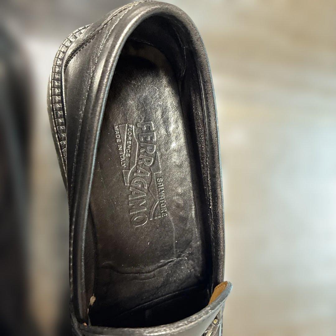 美品　フェラガモ・メンズ　ガンチーニ・ローファー　黒 サイズ7 1/2 希少