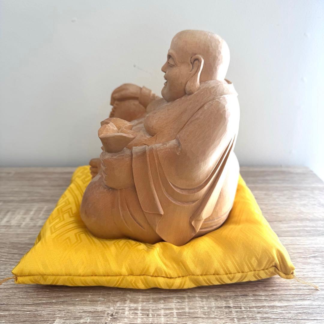 布袋様 木彫り 置物 布袋さん 七福神 金運アップ 商売繁盛