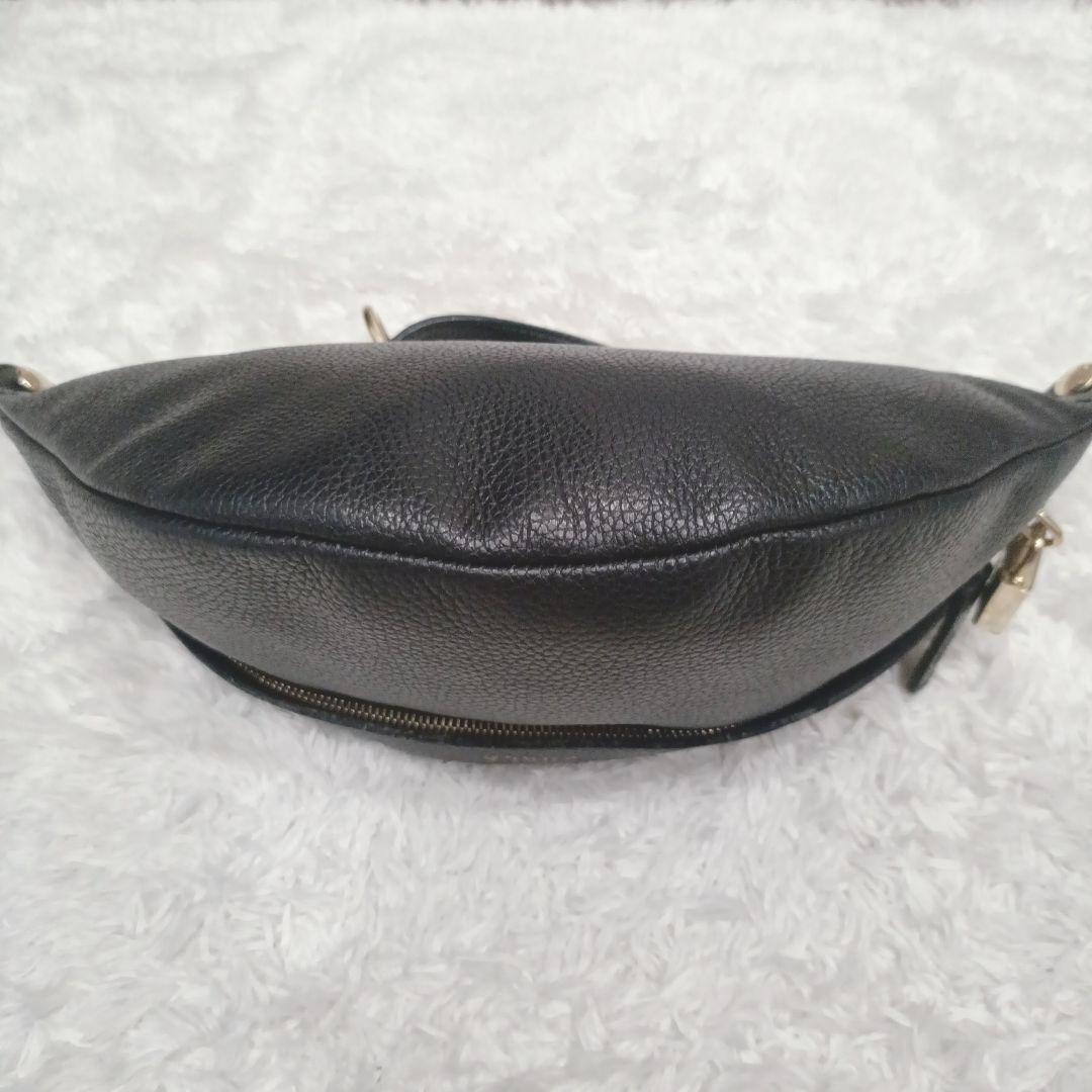 【極美品】FURLA　PIPER S BELT BAG オールレザー シボ革 黒