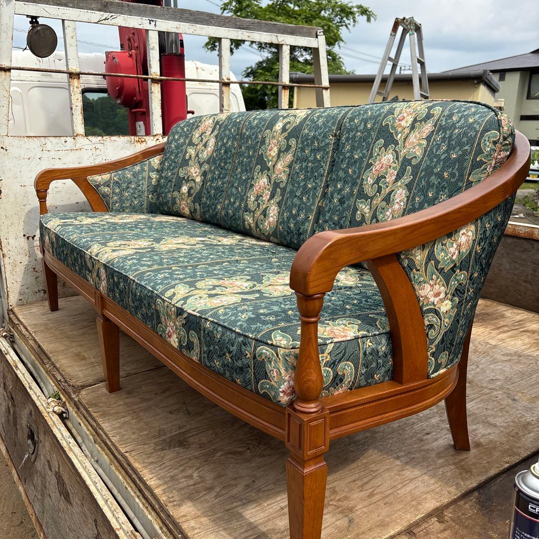 昭和レトロ　カリモク3人掛けソファ