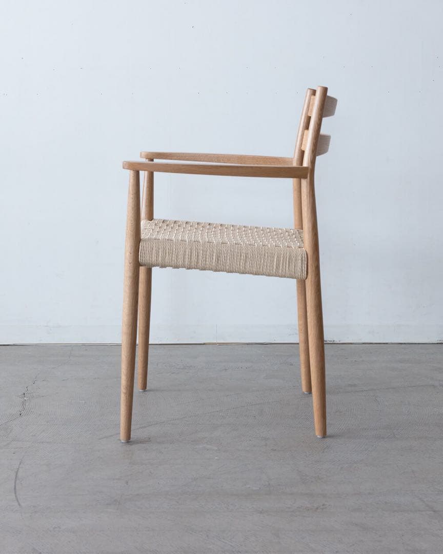 ミント　ペーパーコード 肘付きチェア　オーク材