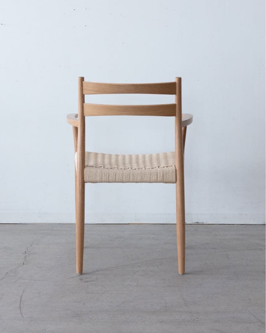 ミント　ペーパーコード 肘付きチェア　オーク材