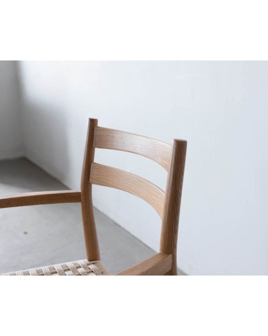 ミント　ペーパーコード 肘付きチェア　オーク材