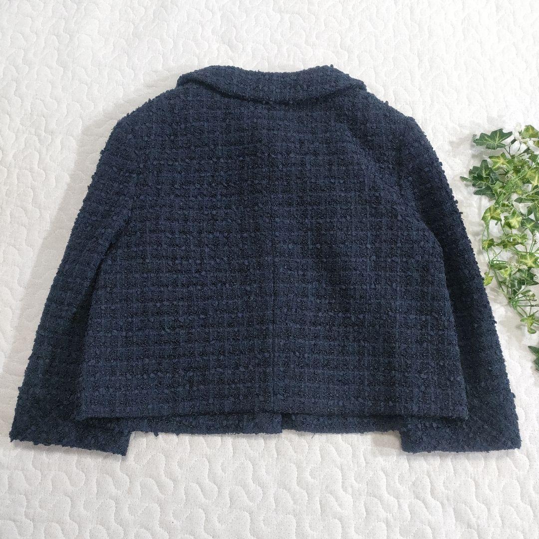 ハンガー付き美品✨FOXEY　パールボタンツイードジャケット　ネイビー　38