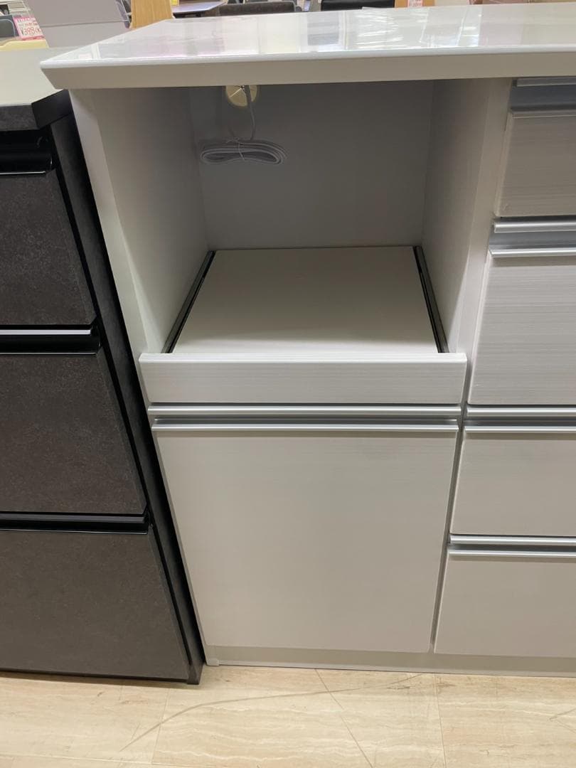 キッチンカウンター　幅120　サイドボード　ホワイト　ラック　食器棚　棚　引出