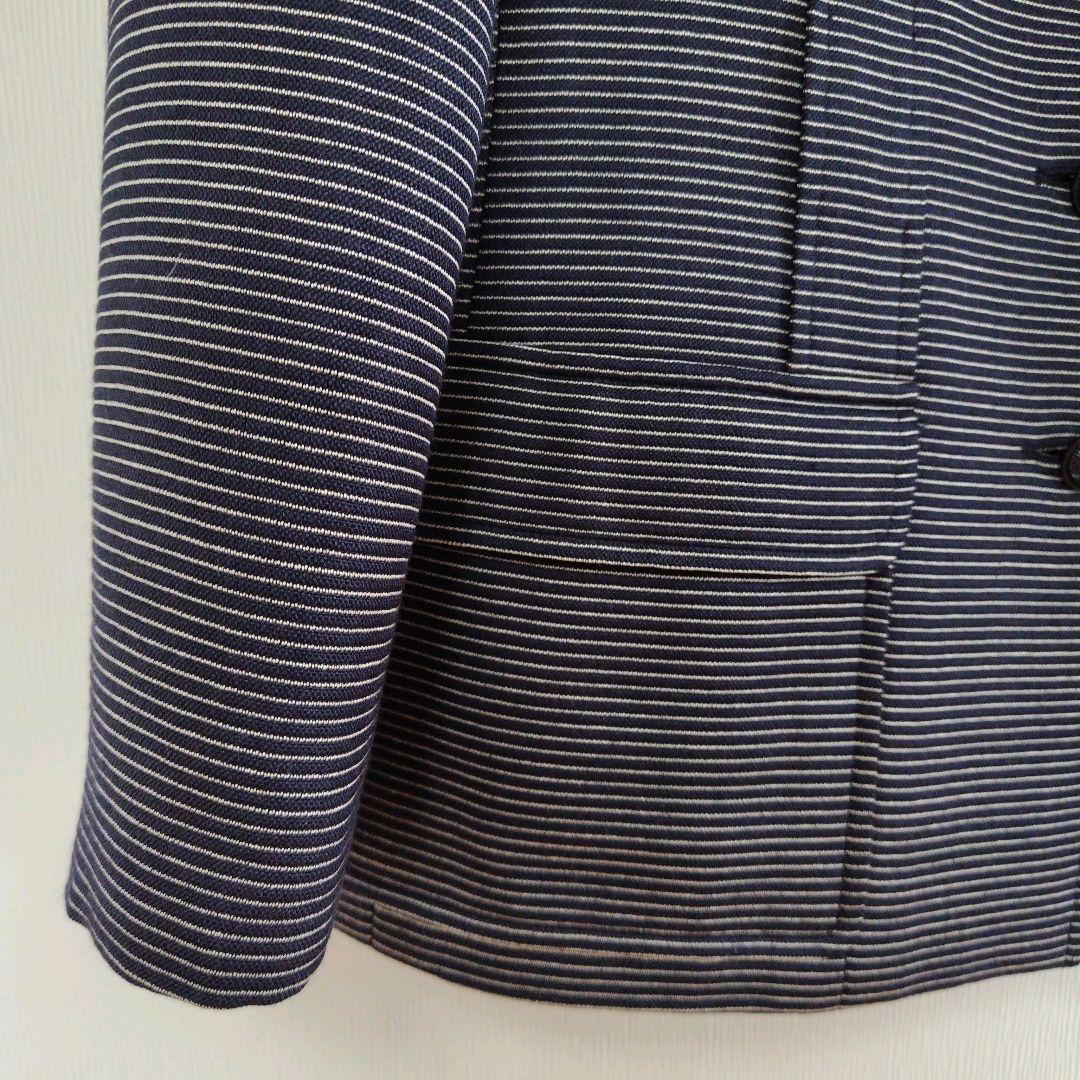 CHANALシャネルジャケット ストライプ柄 シャネルロゴ入りボタン付き