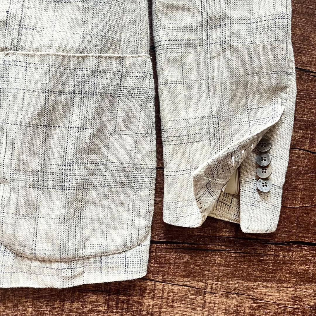 <良品>LARDINI 春夏 麻 コットン ホワイト ジャケット サイズ50