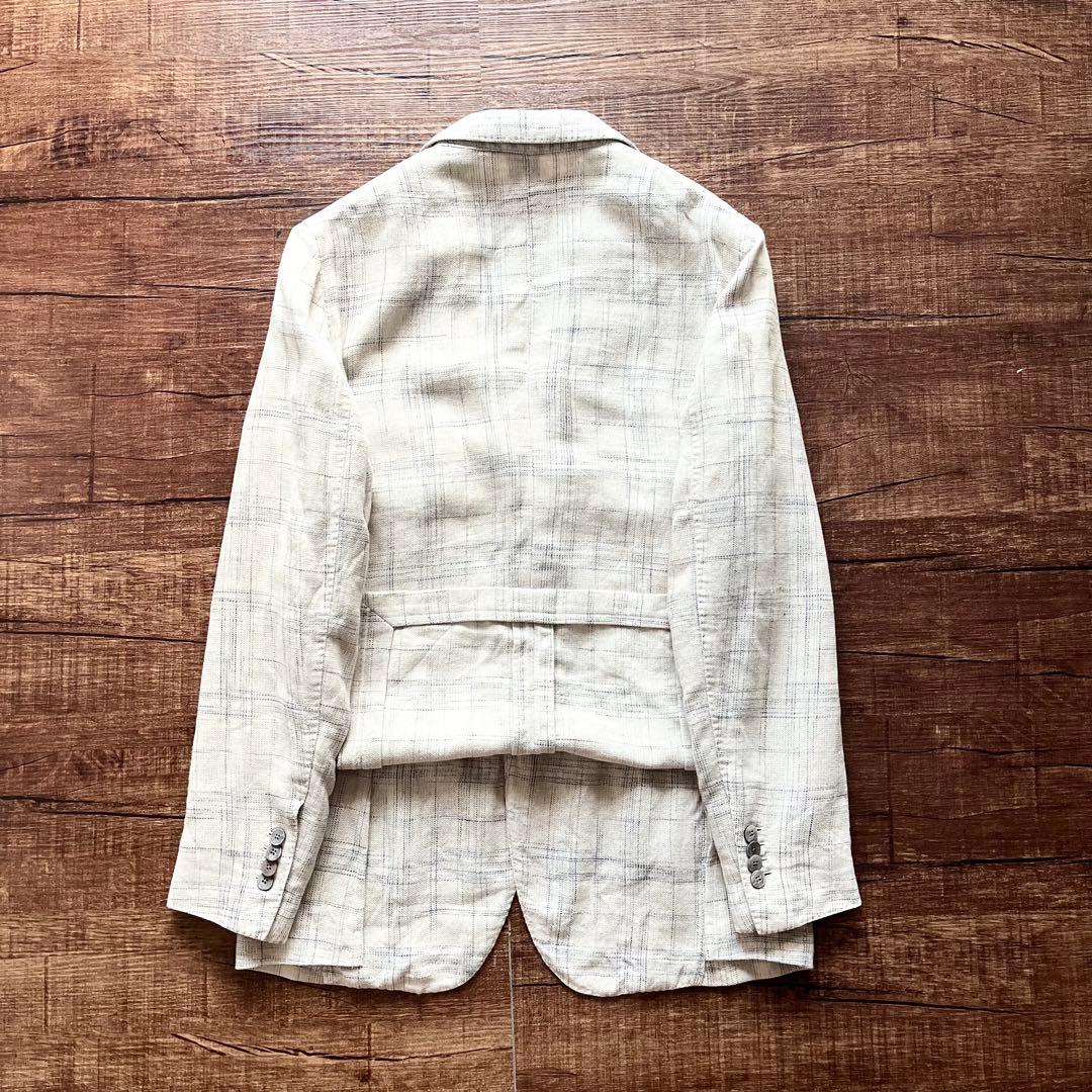 <良品>LARDINI 春夏 麻 コットン ホワイト ジャケット サイズ50