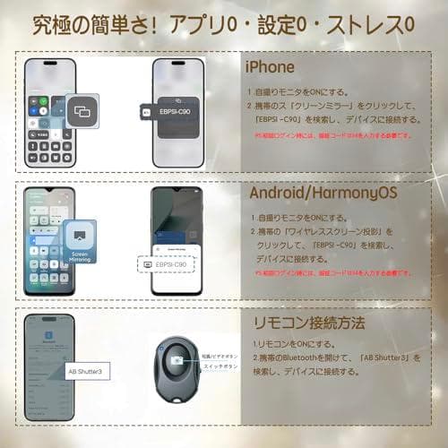 Selorr 自撮り モニター 4インチ超薄型Vlogモニター 4K/60FPm