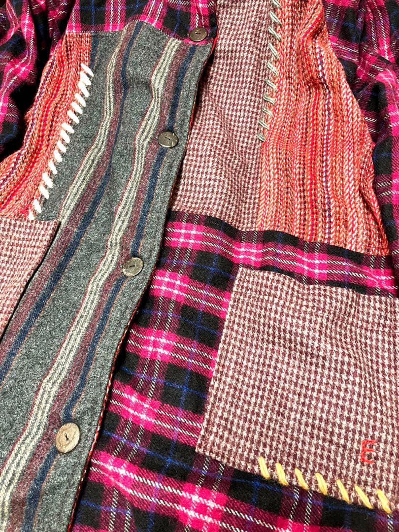 EL RODEO 異素材パッチワークウールコート 大きいサイズ オーバーサイズ