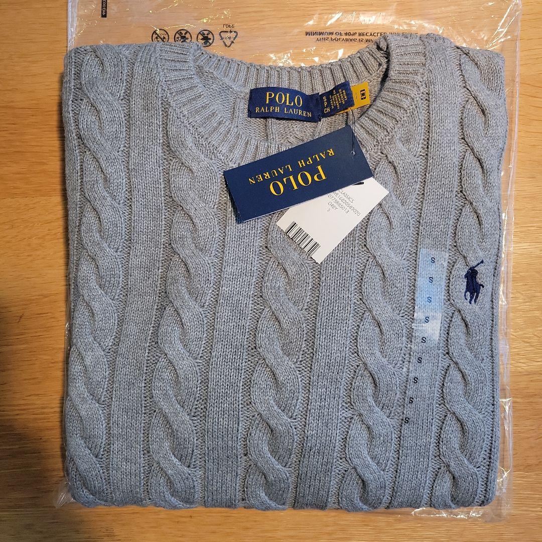 【新品】ポロラルフローレン ケーブルニット コットン クルーネック セーターS