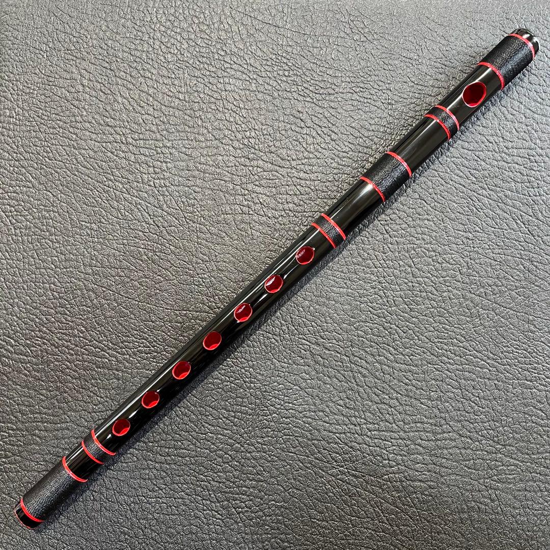 秋祭り！ 黒×黒糸×赤縁取り 篠笛 古典調 七孔六本調子 横笛 祭り お囃子