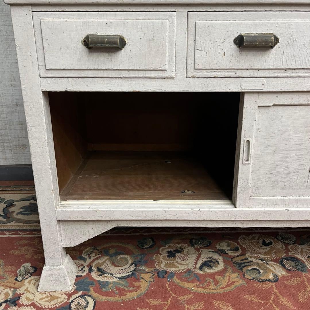 【アンティーク】ドクターキャビネット 医療棚 飾り棚 シャビー ガラス 古家具