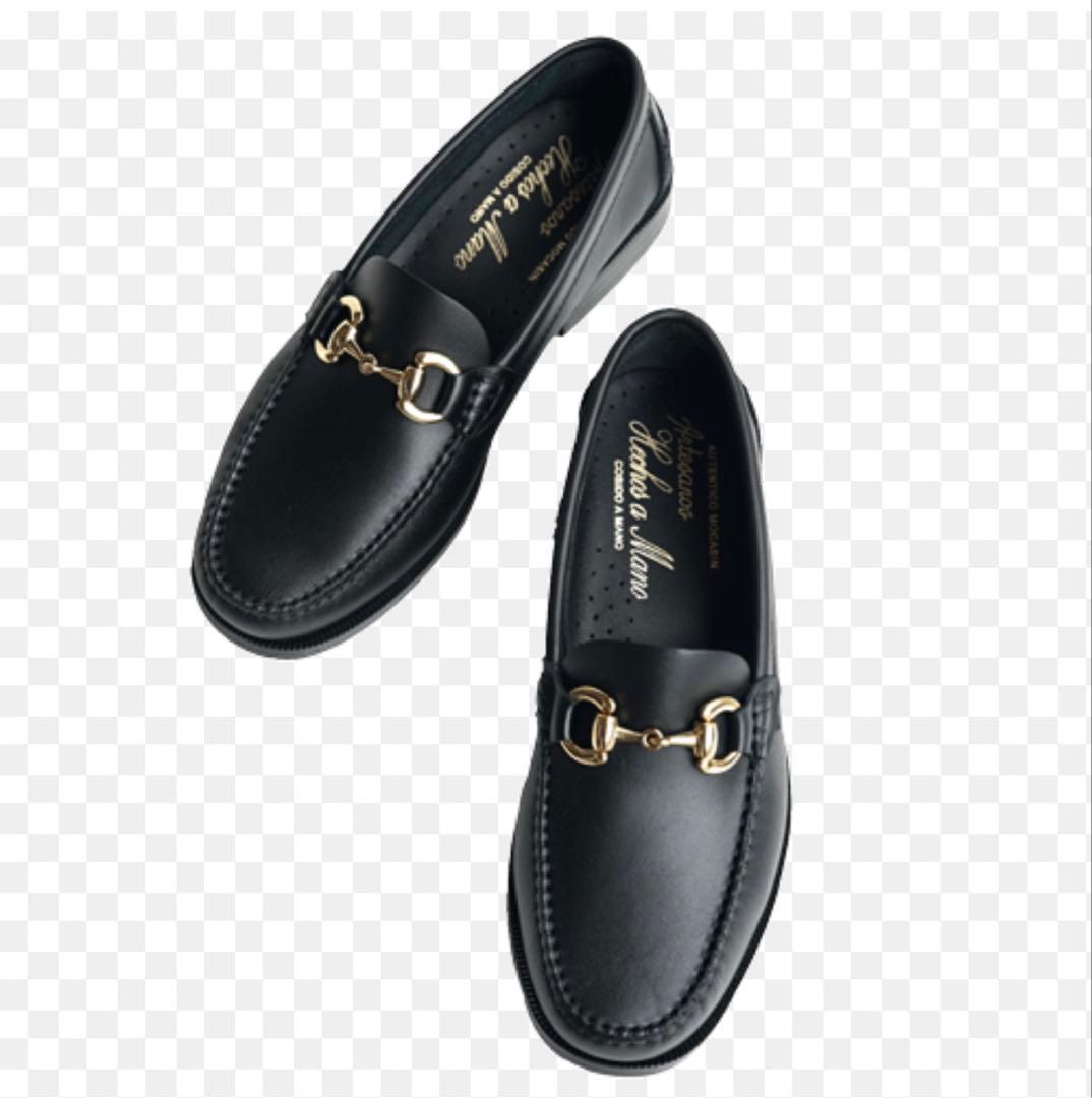 アルテサノスARTESANOSレザービットローファードレスシューズ37ブラック黒