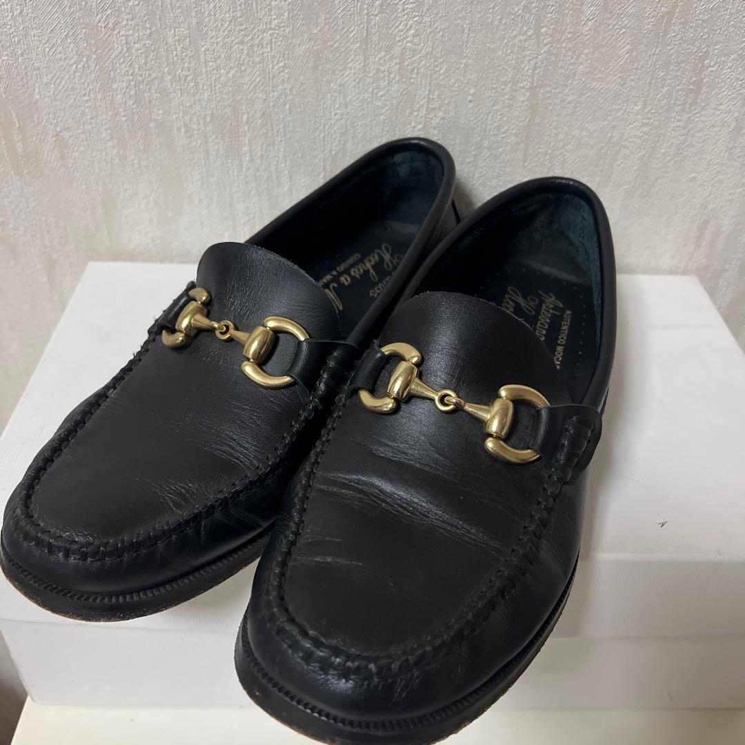 アルテサノスARTESANOSレザービットローファードレスシューズ37ブラック黒