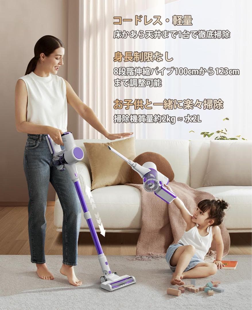 掃除機 コードレス 【2025革新モデル 55000pa強力吸引 60分連続稼働