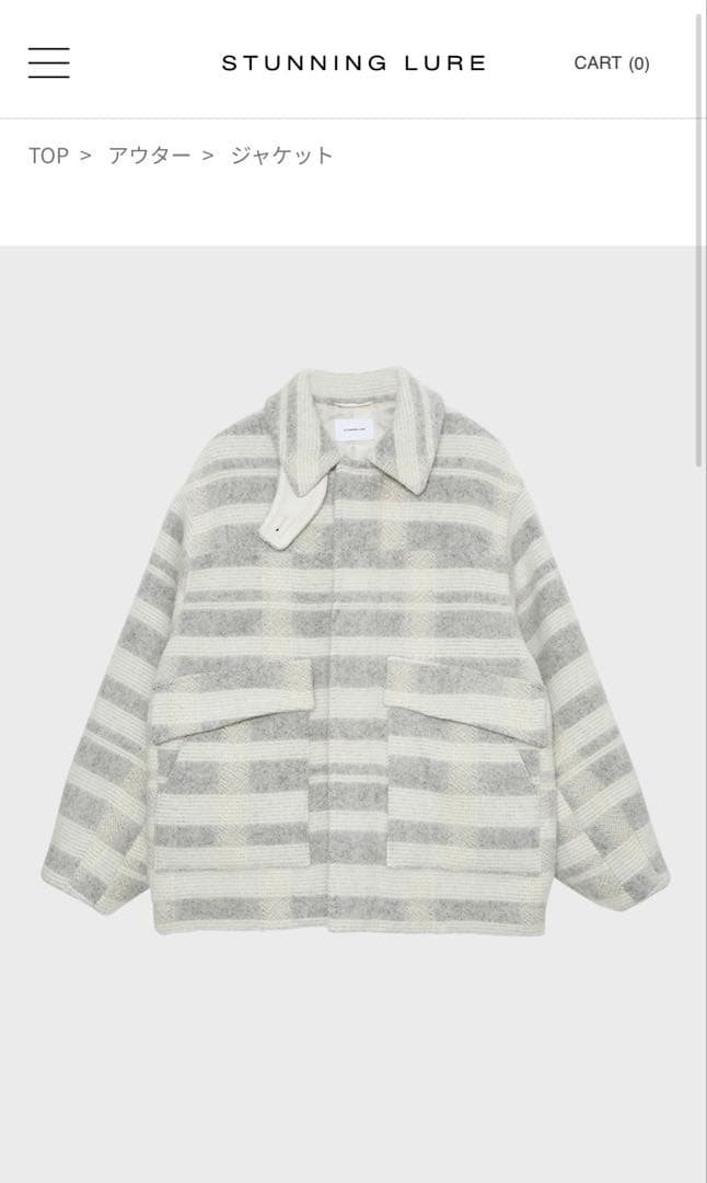 今期STUNNING LURE ｒツイードチェックブルゾン０Off White