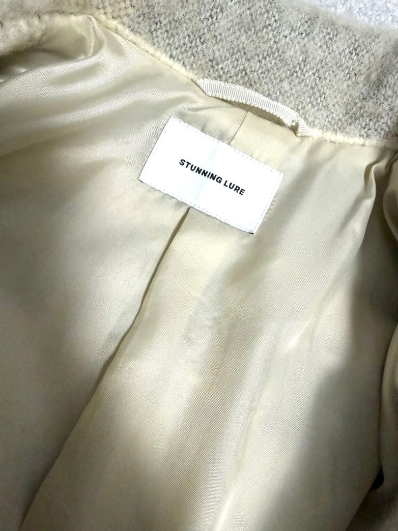 今期STUNNING LURE ｒツイードチェックブルゾン０Off White