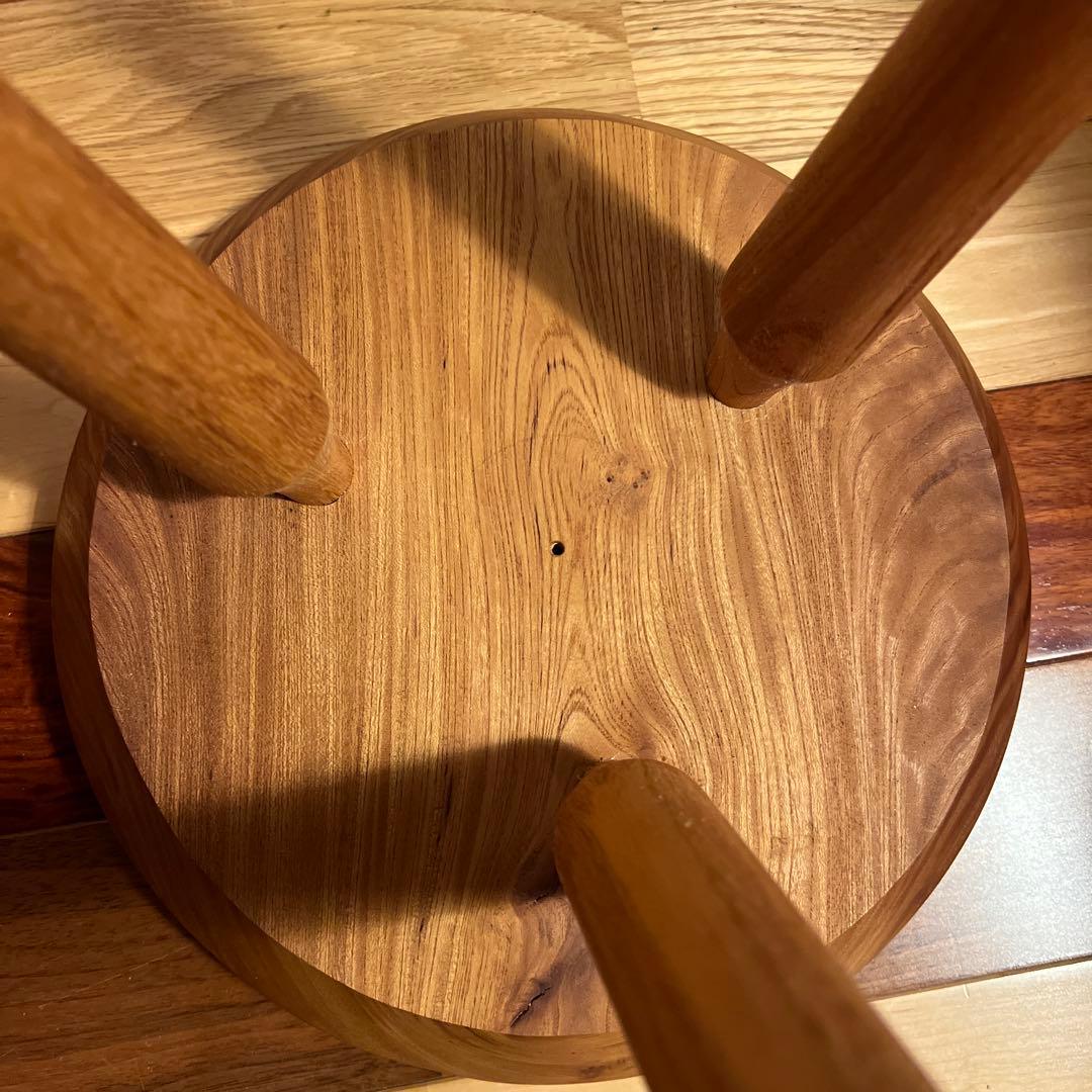 天然無垢材三本足丸スツール椅子花台チェア飾り台置台イス一枚板