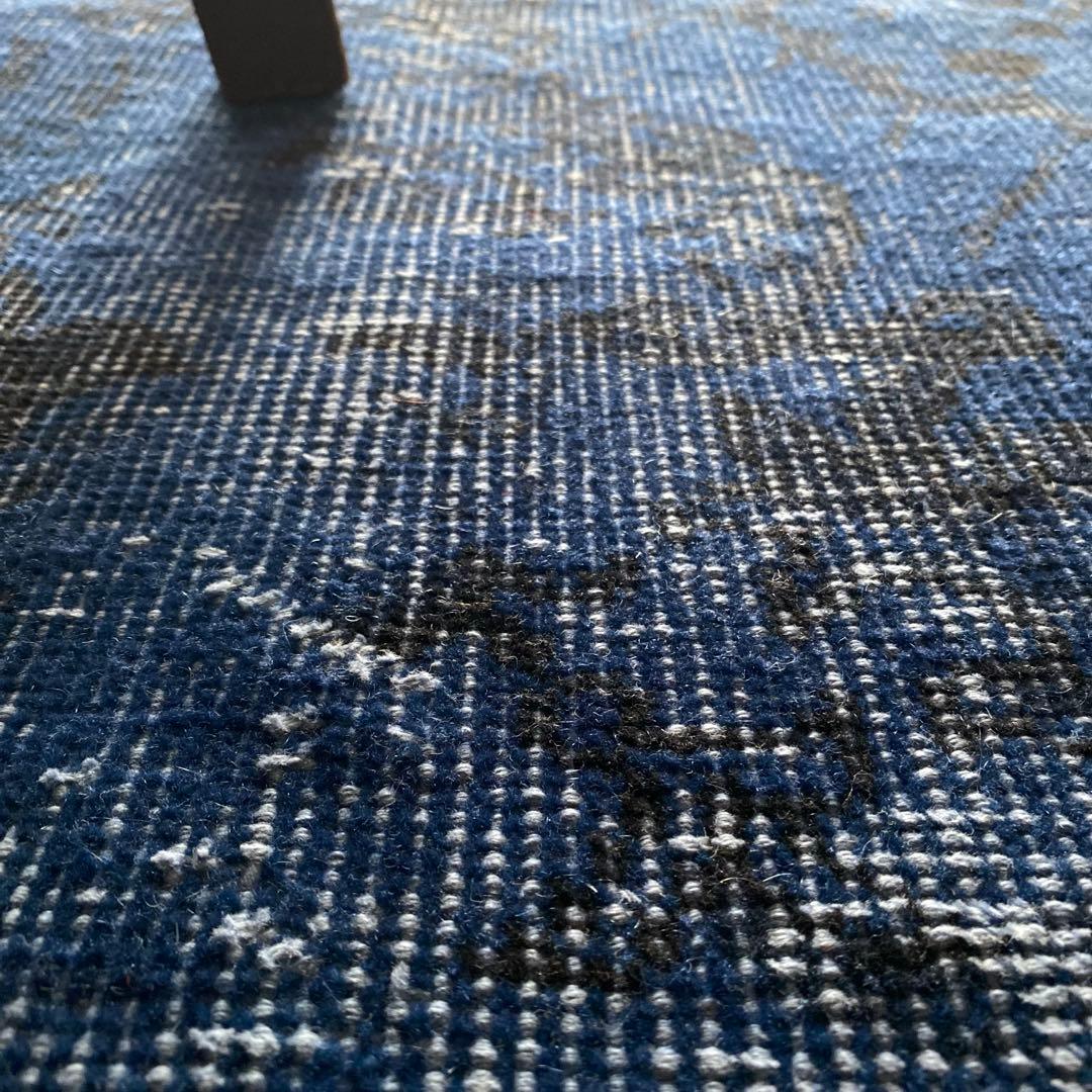 ブルーオーバーダイ　ヴィンテージラグ　トルコラグ