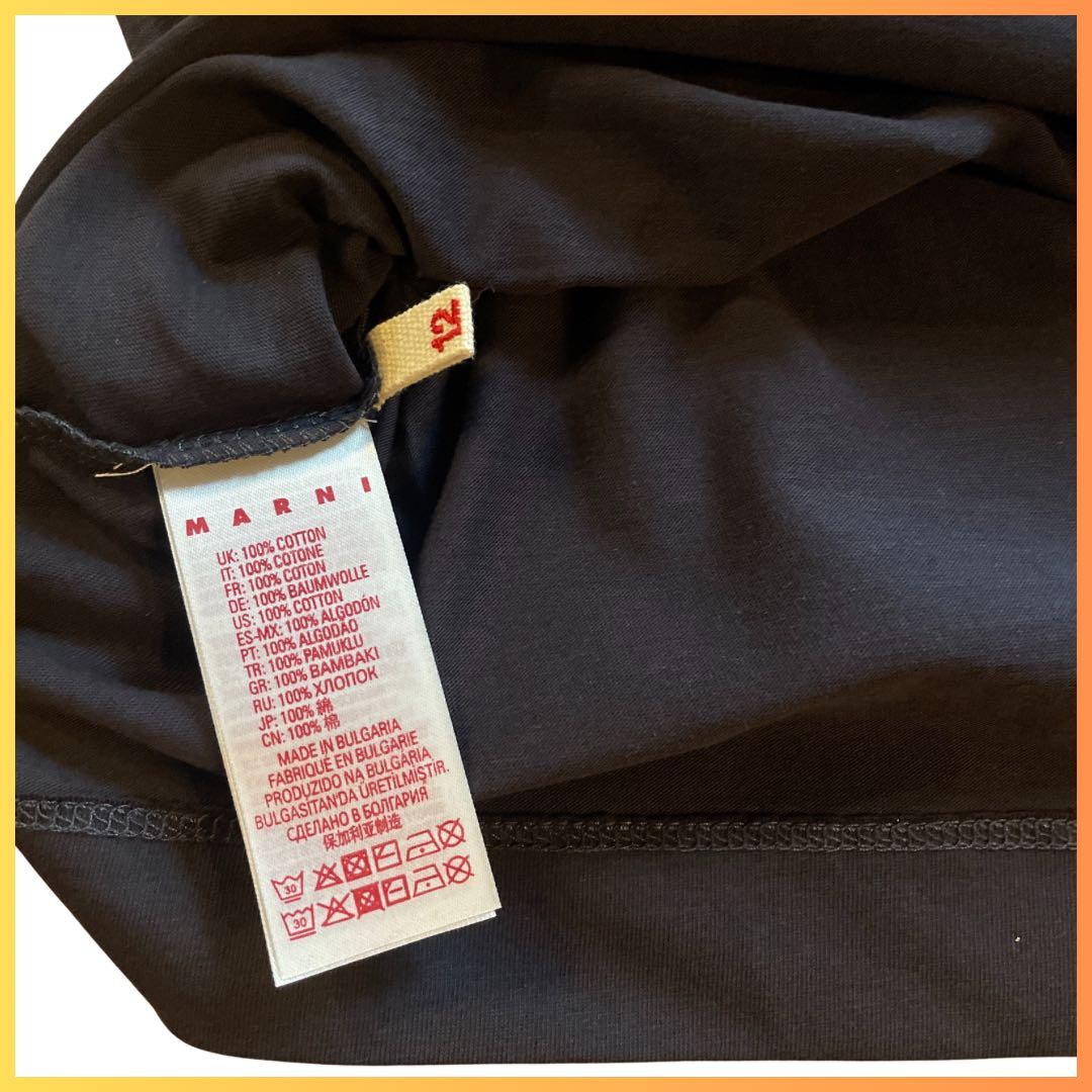 【新品】大人もOK MARNI シャツ 半袖 ロゴ ダークネイビー 12Y