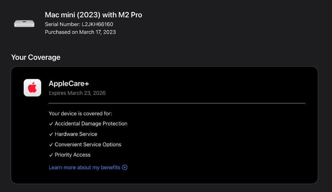 ミニPC Mac mini M2 Pro 32GB 1TB Apple care+