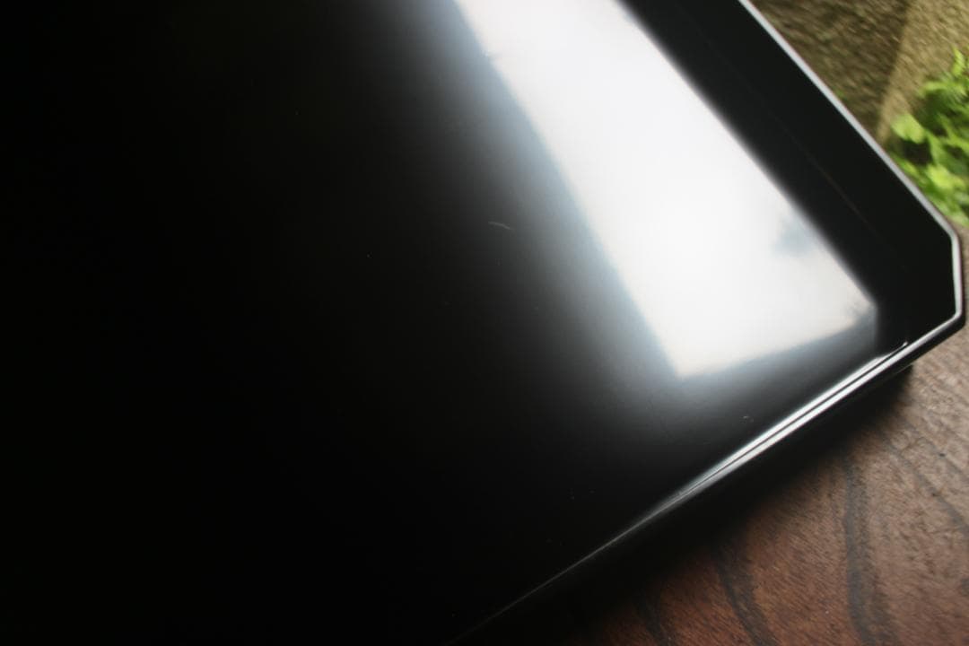 デッドストック！上質黒漆の美しい隅切長方盆大小セット（輪島塗漆器漆盆お膳