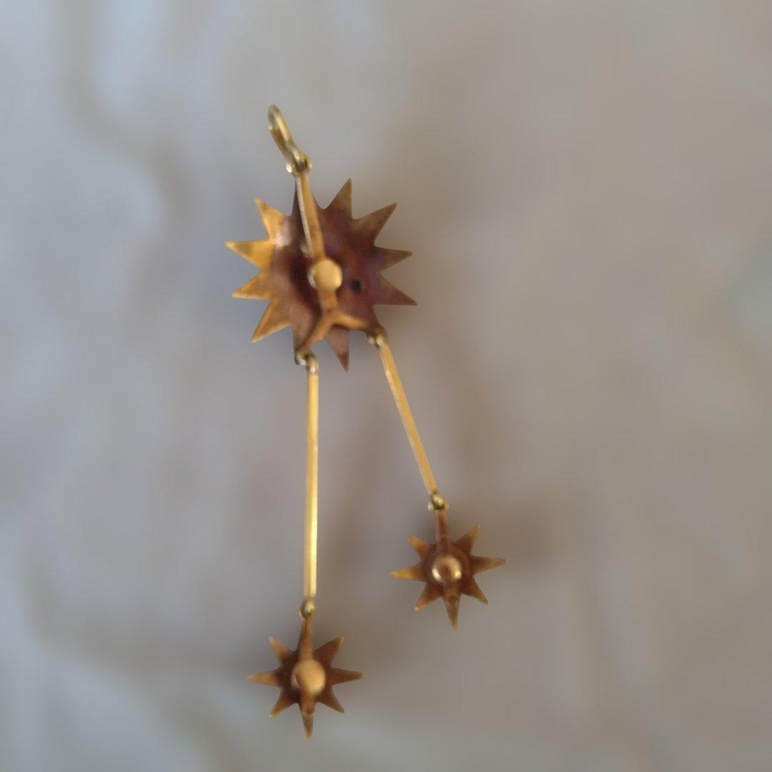 ヴィクトリア朝時代 トルコ石 ターコイズとパールの星形ペンダント