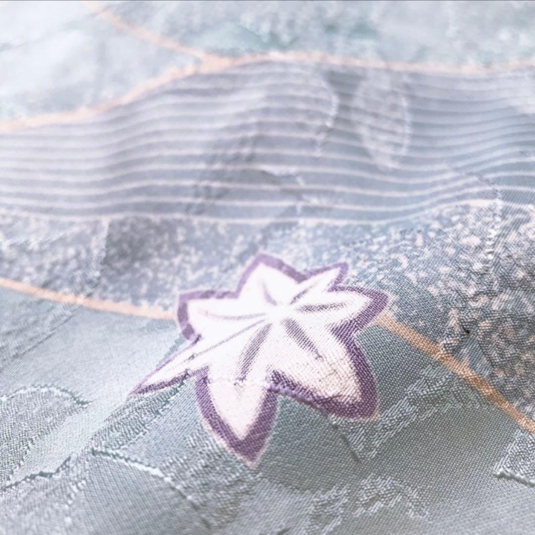 着物リメイクワンピース　水色　紅葉