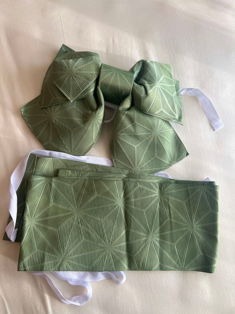 ストライプ紺地×大輪白百合浴衣3点セット 浴衣セット レディース浴衣　Tika