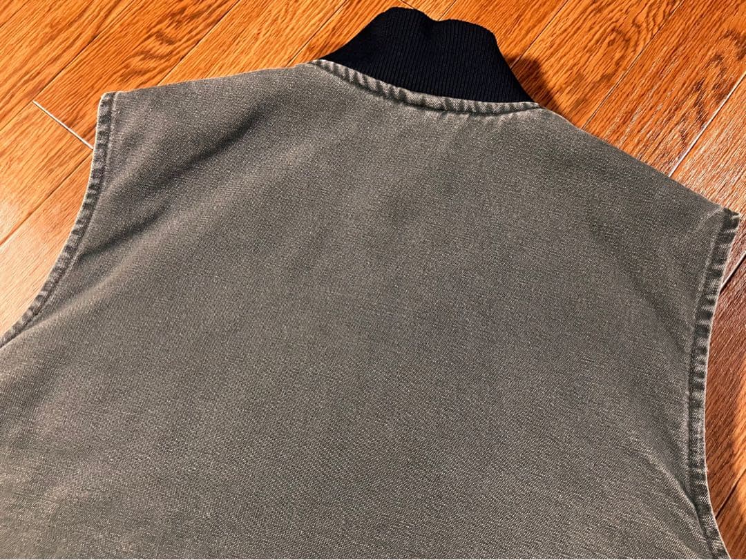 90s Carhartt モスグリーン ダックベスト USA製 腰ゴム XL